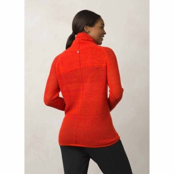 Prana Cedar Lightweight Cowl Neck Sweater In Fiery Red Orange Size Medium - Picture 7 of 12